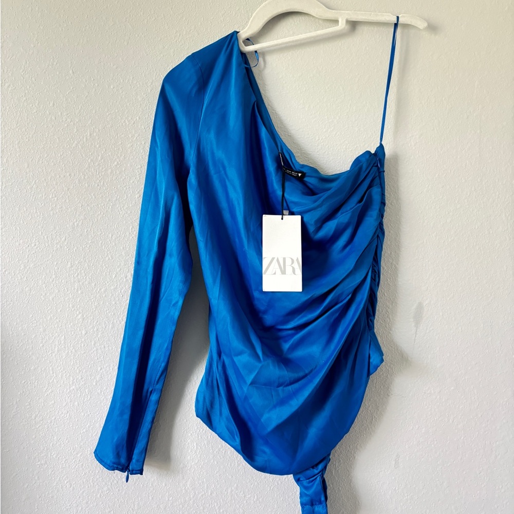 Zara Vibrant Blue Draped Bodysuit